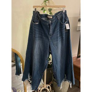 ELOQUII Distressed Hem Crop Jean